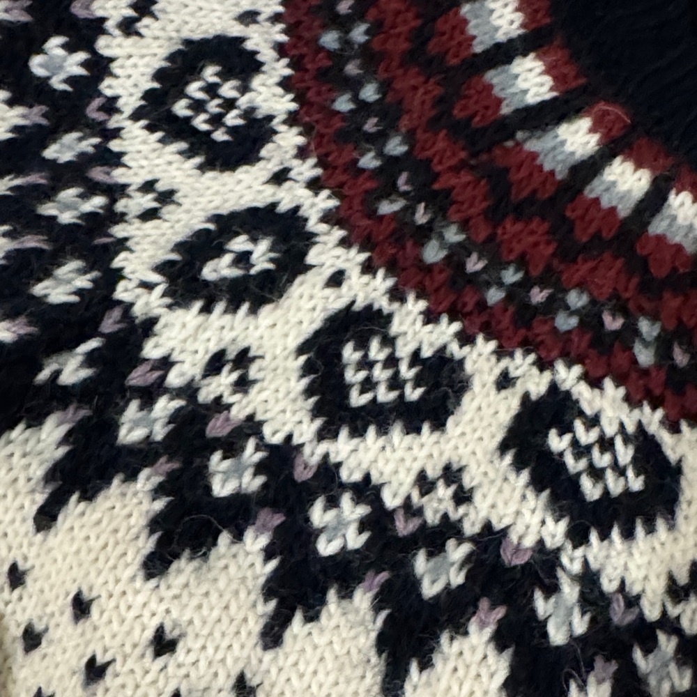 THE GREAT. Cream and Navy Patterned Cardigan - Picture 4 of 8